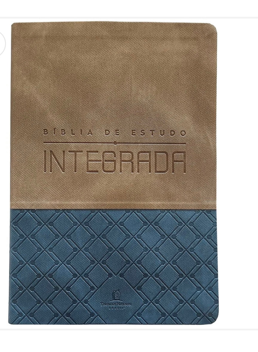 Bíblia de Estudo Integrada | NVI | Letra Normal | Capa Luxo Cinza e Azul