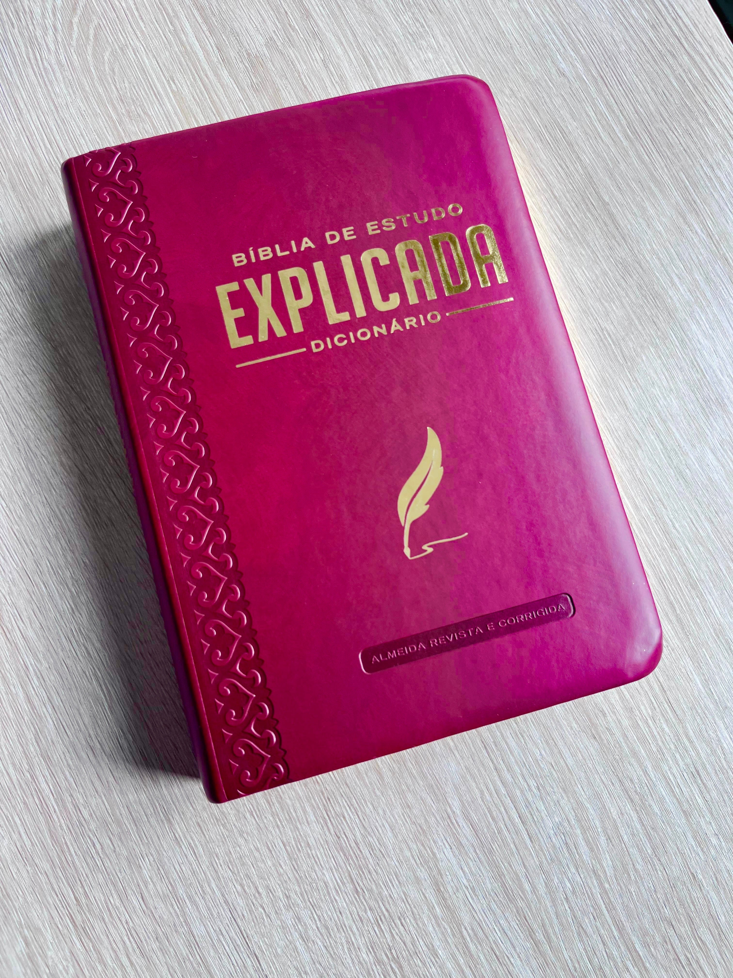 Bíblia de Estudo Explicada | ARC | Letra Média | Luxo Vinho