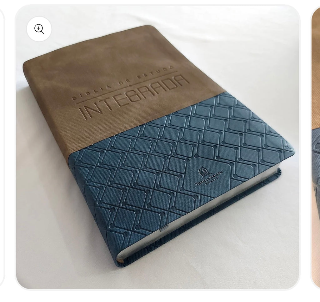 Bíblia de Estudo Integrada | NVI | Letra Normal | Capa Luxo Cinza e Azul