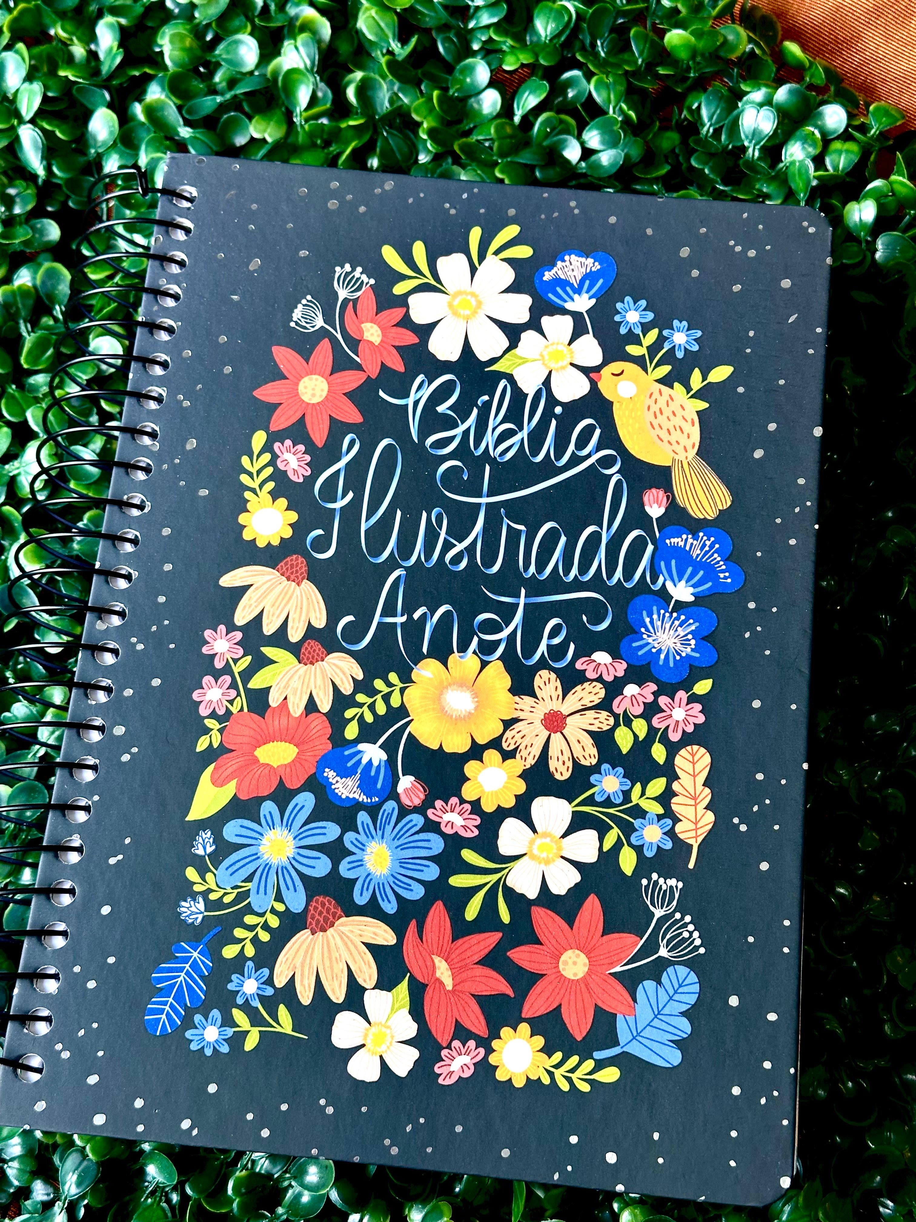 Bíblia Ilustrada Anote Flores para Você | NVT | Letra Normal | Capa Dura Espiral