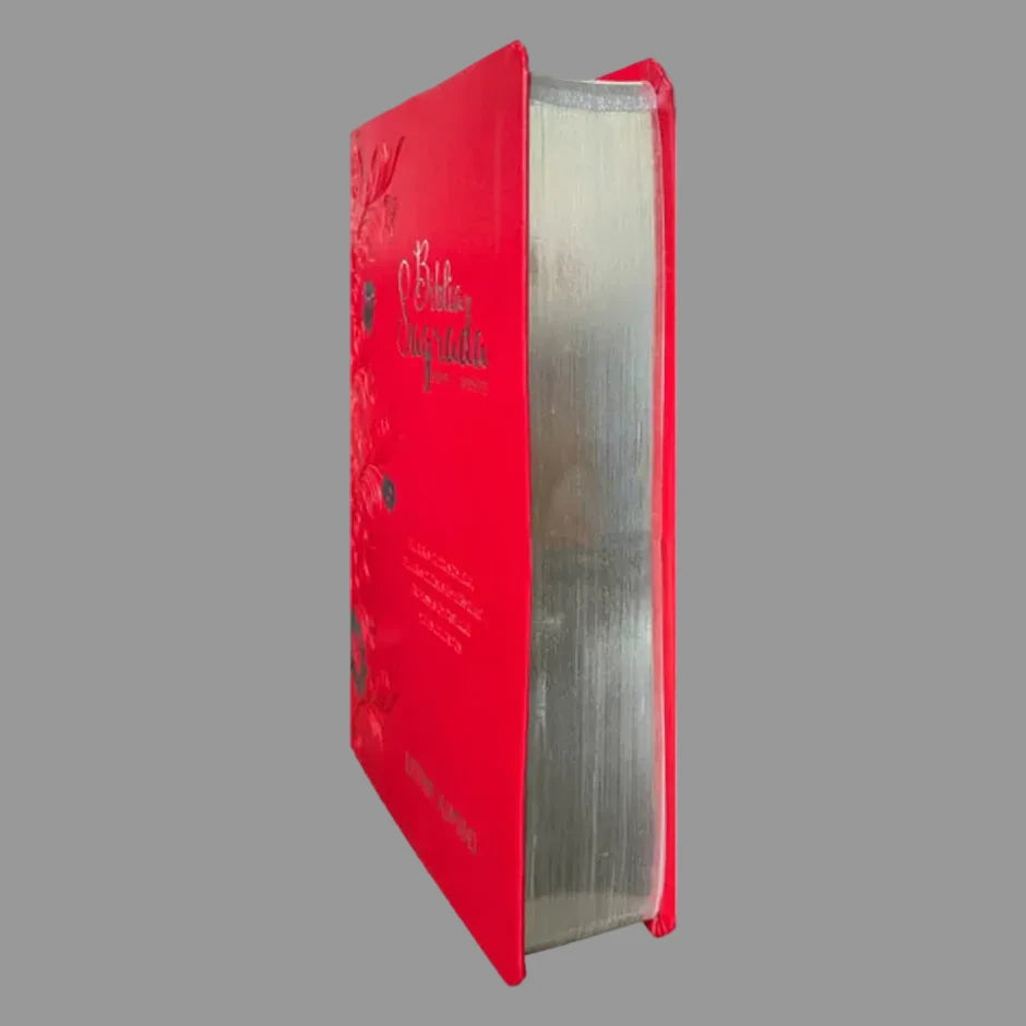 Bíblia Sagrada Letra Jumbo | ARC | Harpa Avivada e Corinhos | Capa PU Luxo Floral Vermelha