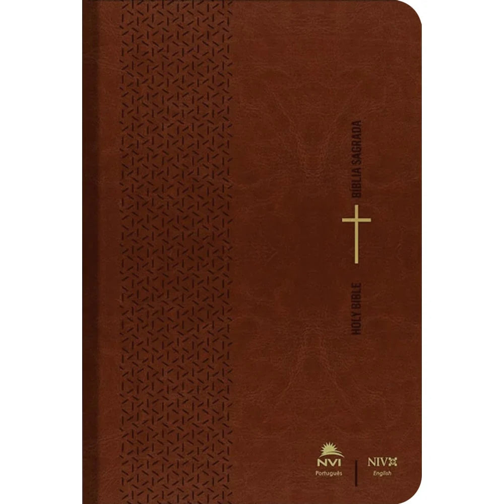 Bíblia Sagrada Holy Bible | Português e Inglês | NVI | Letra Normal | Capa Luxo Marrom